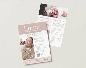 Flyer Template: Esthetician Promo Leaflet, Med Spa Handout, Skincare Design, Pink Minimal Beauty Salon, Marketing Printable, Canva Editable