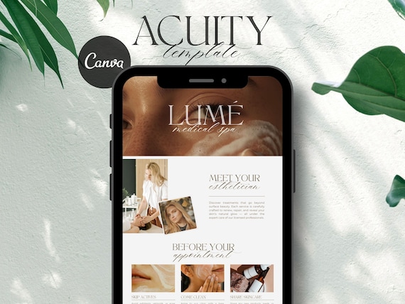 Luxury Acuity Scheduling Banner Template for Estheticians: Canva Editable for Medspa, Spa, Skincare & Beauty Salon Website Booking Pages
