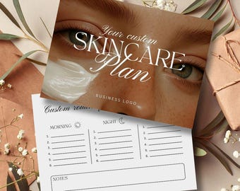 Neutral Esthetician Skincare Routine Card Template: Medspa Client Aftercare (Canva Editable)