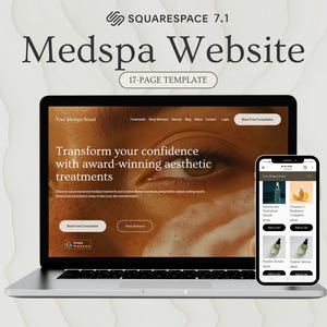 Sjabloon MedSpa-website: Squarespace 7.1, schoonheidsthema schoonheidsspecialiste behandelingssite (inclusief planning van consult, blog, portfolio, winkel)