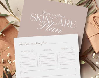 Modello di scheda di routine per la cura della pelle rosa per estetista, assistenza post-trattamento clienti Medspa - Tracker di pianificazione Canva modificabile