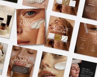 300 Skincare Instagram Posting Story Templates: Social Media Posts for Medspa, Esthetician, Botox Clinic and Filler Nurse (Canva Editable)