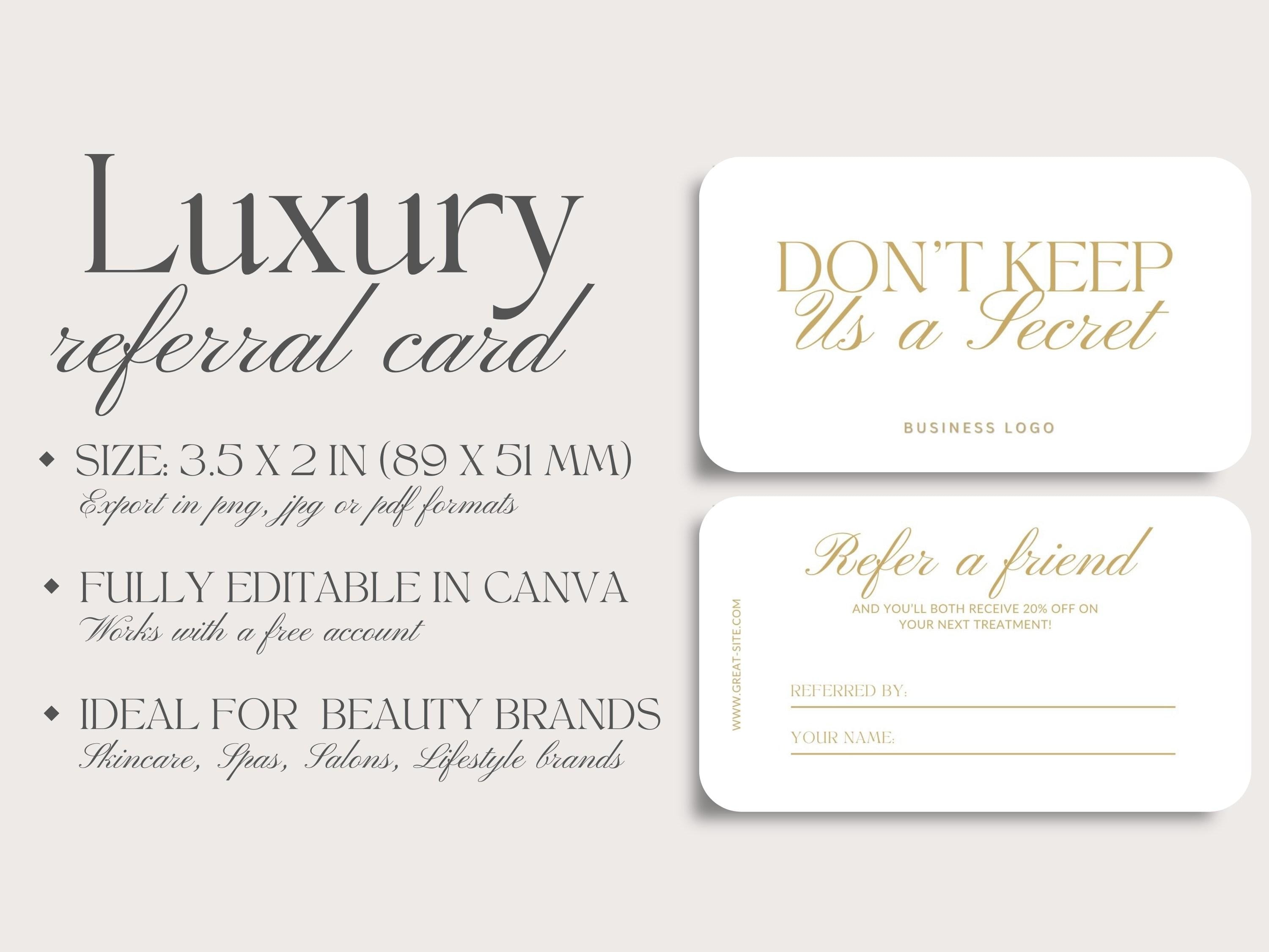 Referral Card Template, Refer a Friend White Gold Loyalty Design ...
