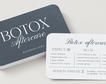 Botox Aftercare Card: Editable Anti-Wrinkle Care Instructions Template, Aesthetic Clinic, Cosmetic Nurse Injector, Beauty Salon, Canva