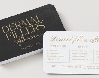 Dermal Fillers Aftercare Card: Editable Post Filler Care Instructions Template, Med Spa, Injector Business, Aesthetic Clinic, Gold, Canva