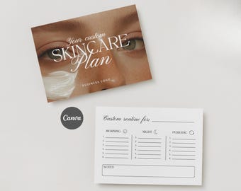 Neutral Esthetician Skincare Routine Card Template: Medspa Client Aftercare (Canva Editable)