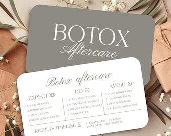 Botox Aftercare Card: Editable Anti-Wrinkle Care Instructions Template, Aesthetic Clinic, Cosmetic Nurse Injector, Beauty Salon, Canva