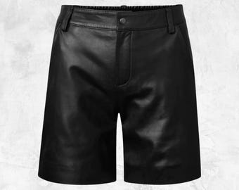 80s 90s Vintage Black Leather Shorts Hot Pants Leather Lace