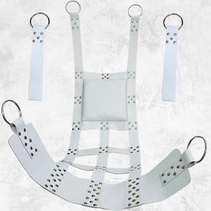 Premium White Leather Sex Swing with O-Ring Attachments