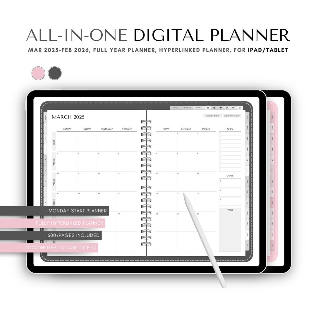 Luxury Digital Planner 2025–2026 | Undated iPad Goodnotes Organizer ...