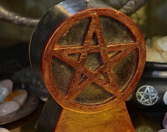 Pentagramm Kerze Bienenwachs Handarbeit Wicca Altar Decor Gold Ritual Witchy Samhain Geschenk