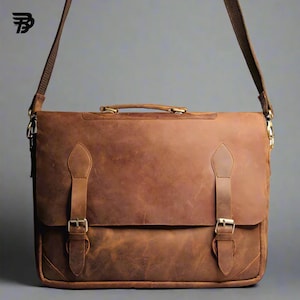 Leren laptoptas – handgemaakte volnerf vintage stijl, gewatteerd laptopvak, rundleren tassen voor heren en dames