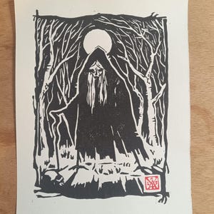 Witch Linocut