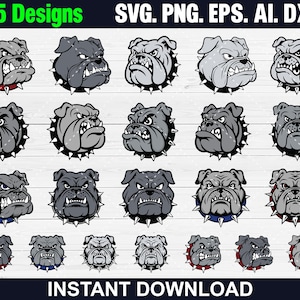 25 Bulldog Mascot Bundle Svg Png, Once A Bulldog Always a Bulldog Svg, Bulldogs Typography Mascot Design Svg Png, Instant Download