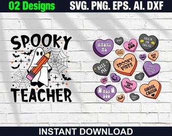 Spooky Teacher Halloween SVG Bundle: Cricut Cut Files (Digital Download