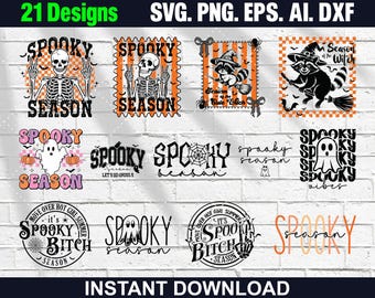 Spooky Season SVG Bundle: Retro Halloween Designs (Digital Download)