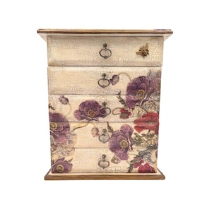 Heirloom Floral Jewelry Box with Bees – Vintage Inspired Keepsake Memory Box