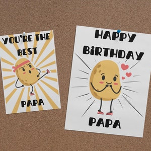 Juego de 4 lindas tarjetas de cumpleaños para el mejor papá, descarga digital instantánea