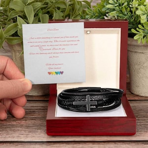 Regalo del Día del Padre: Pulsera con Cruz para Papá - Joyas conmovedoras de tu hijo, Pulsera con Cruz conmovedora para papá, Regalo emotivo para el Día del Padre