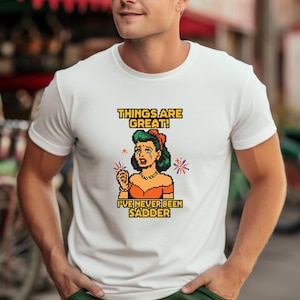 Retro Pixel Art T-Shirt: Funny Political Satire, Independence Day
