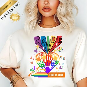 Pride PNG Rainbow Heart Hands – Love Is Love Sublimation Clipart, LGBTQ Digital File for T-Shirts, Stickers, Mugs, Pride Month Decor