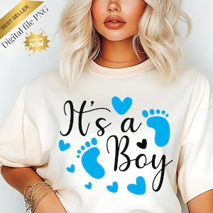 C'est un garçon PNG - Clipart mignon bébé garçon pour sublimation, baby shower, sexe révélateur, cadeaux pour nouveau-né et décoration de chambre d'enfant