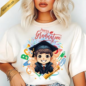 Graduation 5 PNG Bundle – Cute Kids in Cap and Gown, Happy Graduation Clipart, School Graduation Sublimation, Kawaii Graduate Art