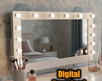 DIY Make-up Schminkspiegel mit Beleuchtung Bauplan - Holzbau Blaupause - sofort Download
