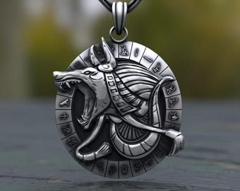 Anubis Medallion | Sterling Silver Egyptian Jackal God Pendant