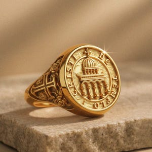 Templerkreuzring, Silber & Gold Vermeil, Mittelalterliches Design (Unisex), Einzigartiges Geschenk für Ihn, Statement-Schmuck für Herren