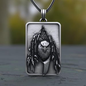 American Eagle Pendant 925 Sterling Silver | Patriotic Flag Breakthrough Design | Handcrafted Military Veteran Gift for Freedom Lovers