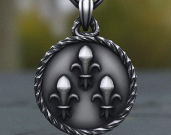 Sterling Silver Fleur de Lis Pendant Necklace: Royal French Jewelry