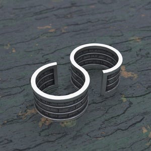 Ancient Script Silver Ring | 925 Sterling Silver Adjustable Band | Mystical Runes Wide Ring | Unisex Elvish Inspired Jewelry | Fantasy Spell