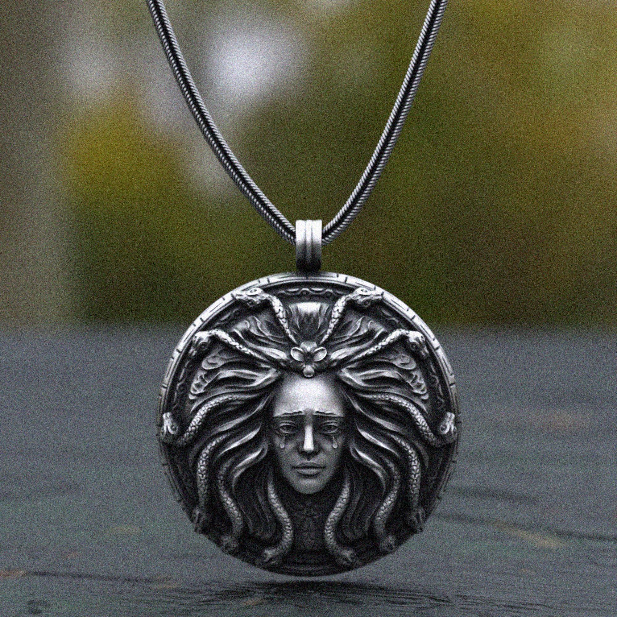 Handcrafted Medusa Pendant: 925 Sterling Silver Gorgon Necklace - Etsy