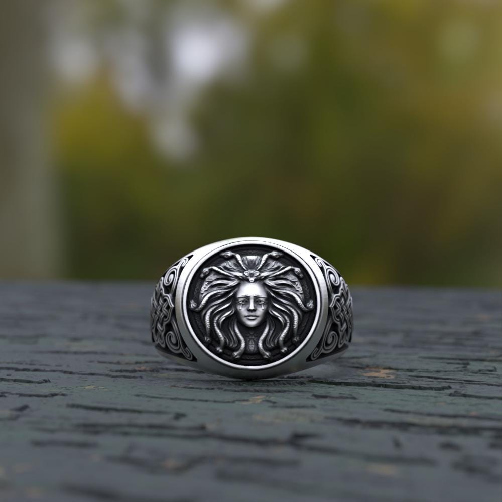 メデューサ シグネット バンド リング メデューサ リング | 925 スターリング シルバー シグネット