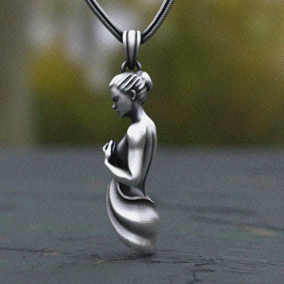 Handcrafted Sterling Silver Female Figure Pendant: Modern Art