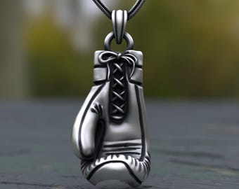 Sterling Silver Boxing Glove Pendant Necklace, Sports Jewelry