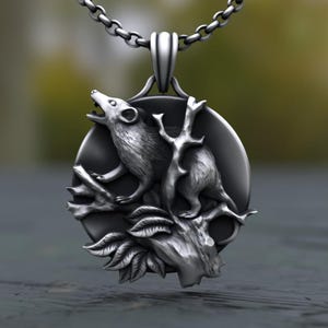 Mouse Pendant Necklace 925 Sterling Silver Woodland Animal Jewelry Handcrafted 3D Rat on Branch Nature Inspired Gothic Gift Men Women