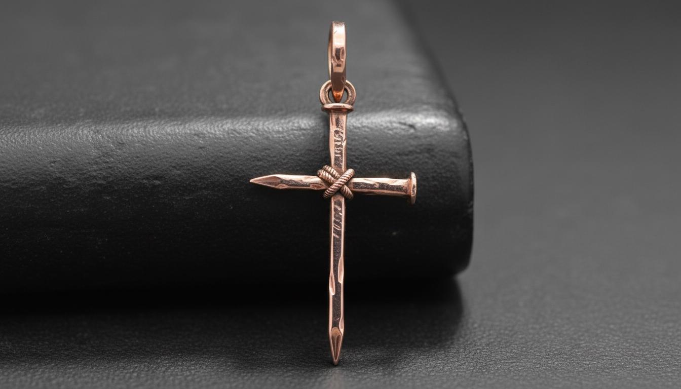 925 Silver Nail Cross Pendant: Gothic Rope Necklace, Christian
