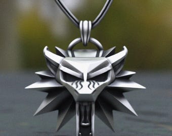 Witcher Wolf Pendant: 925 Sterling Silver Geometric Medallion
