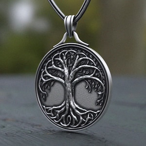 Tree of Life Pendant 925 Sterling Silver Necklace | Celtic Yggdrasil Jewelry | Handcrafted World Tree Medallion | Spiritual Gift