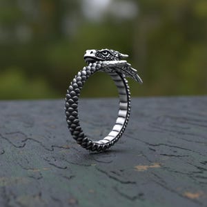 Dragon Ring 925 Sterling Silver Fantasy Statement Ring | Handcrafted Dragon Scale Band | Men&#39;s Mythical Creature Ring | Unique Gift for Him