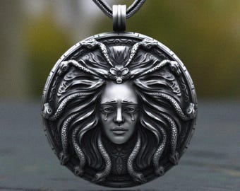 Handcrafted Medusa Pendant: 925 Sterling Silver Gorgon Necklace - Etsy