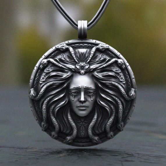 Handcrafted Medusa Pendant: 925 Sterling Silver Gorgon Necklace - Etsy