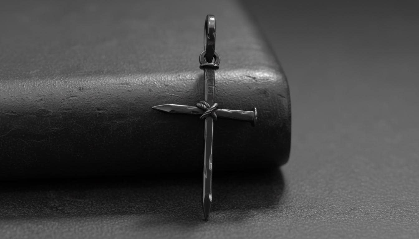 925 Silver Nail Cross Pendant: Gothic Rope Necklace, Christian