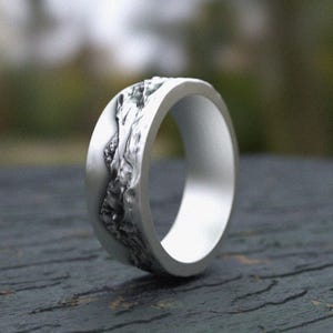 Mountain Range Ring 925 Sterling Silver  Landscape Wedding Band | Nature Inspired Jewelry | Outdoor Adventure Band  Gift for Hikers Him Her