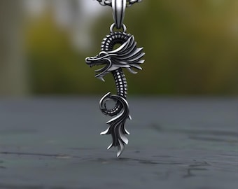 Sterling Silver Dragon Pendant Necklace: Handcrafted Gothic Jewelry