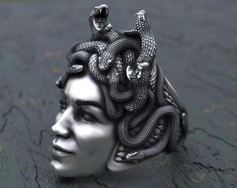 Medusa Head Ring 925 Silver | Handcrafted Snake Hair Ring | Sterling Silver Mythology Jewelry | Gothic Gorgon Statement Ring | Gift for Her