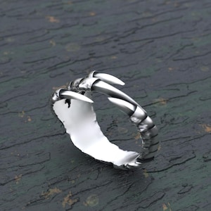 Drakenklauwring 925 sterlingzilver | Handgemaakte fantasie klauwband | Sieraden middeleeuws wezen | Gotische statementring | Uniseks cadeau