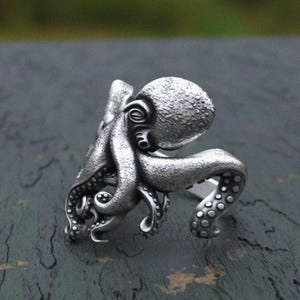 Octopus Ring Sterling Silver 925 | Marine Creature Tentacles Statement Jewelry | Handcrafted Ocean Inspired Gothic Gift